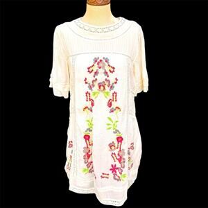 Free People Mia Gauze Kaftan Embroidered Dress Women's Size XS